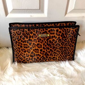Oversized leopard clutch